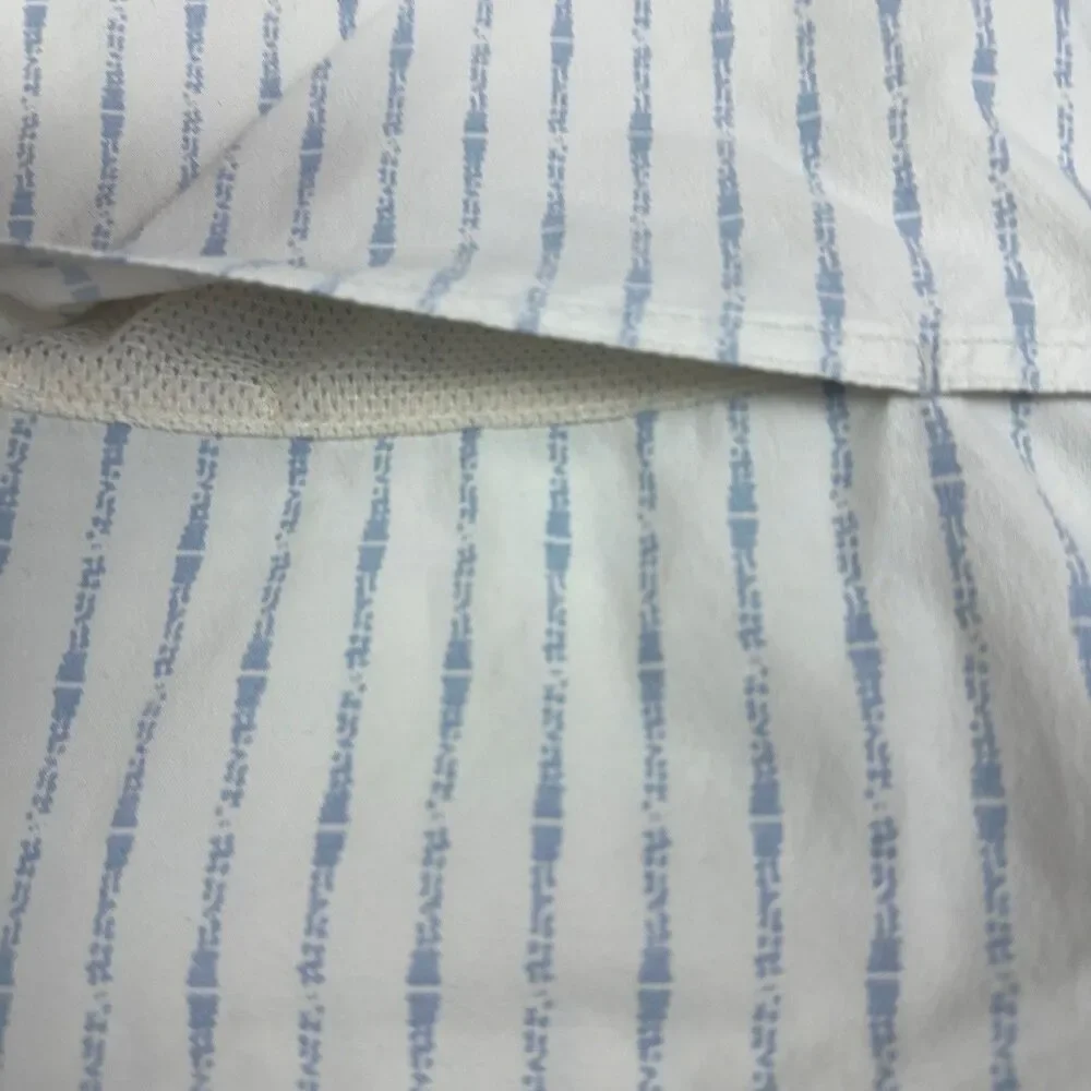 prAna Torres Shirt Mens Size M White Blue Striped Slim Fit Button Up Vented